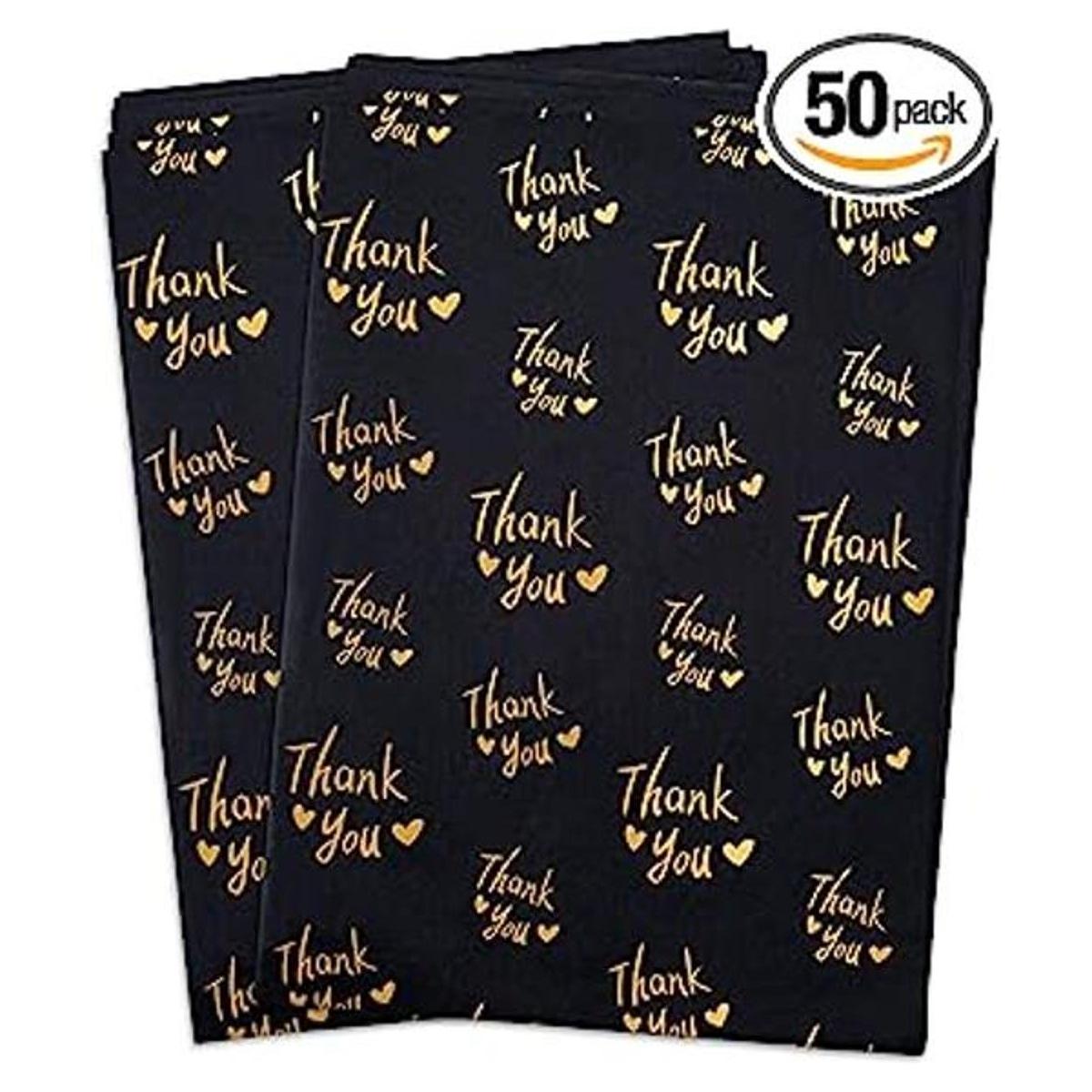 MR FIVE 50 hojas de papel de seda dorado de agradecimiento