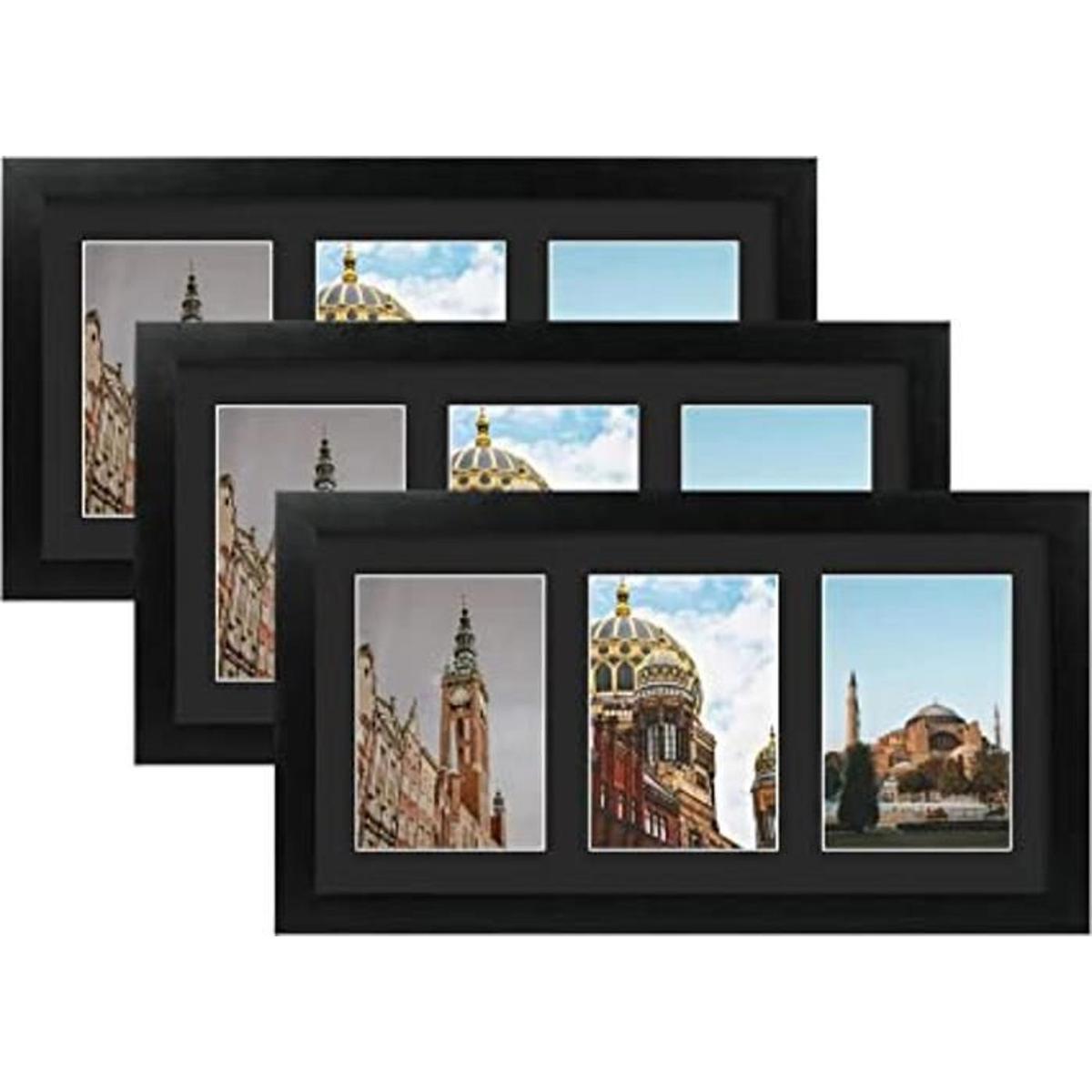 Golden State Art Juego de 3 marco de madera negra de 9 x