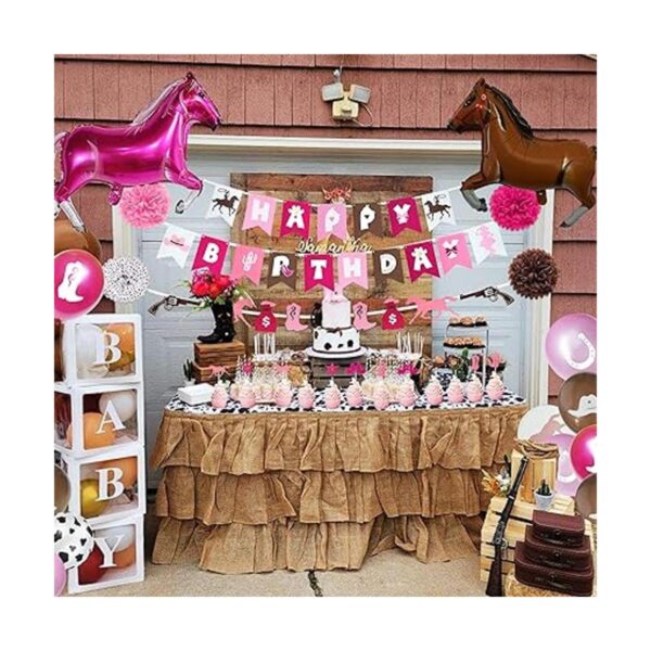 Decoración de fiesta de cumpleaños rosa vaquera