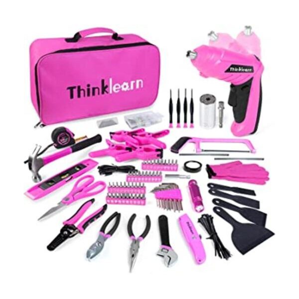 Pink Tool Set 205 Piece Home Tool Kit with 3.6V Electric_1