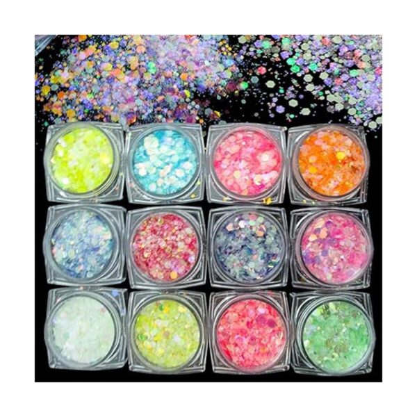12 colores Night Glow Chunky Glitters Flakes Luminous Neon_3