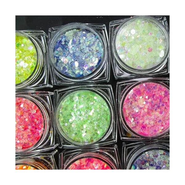 12 colores Night Glow Chunky Glitters Flakes Luminous Neon_6