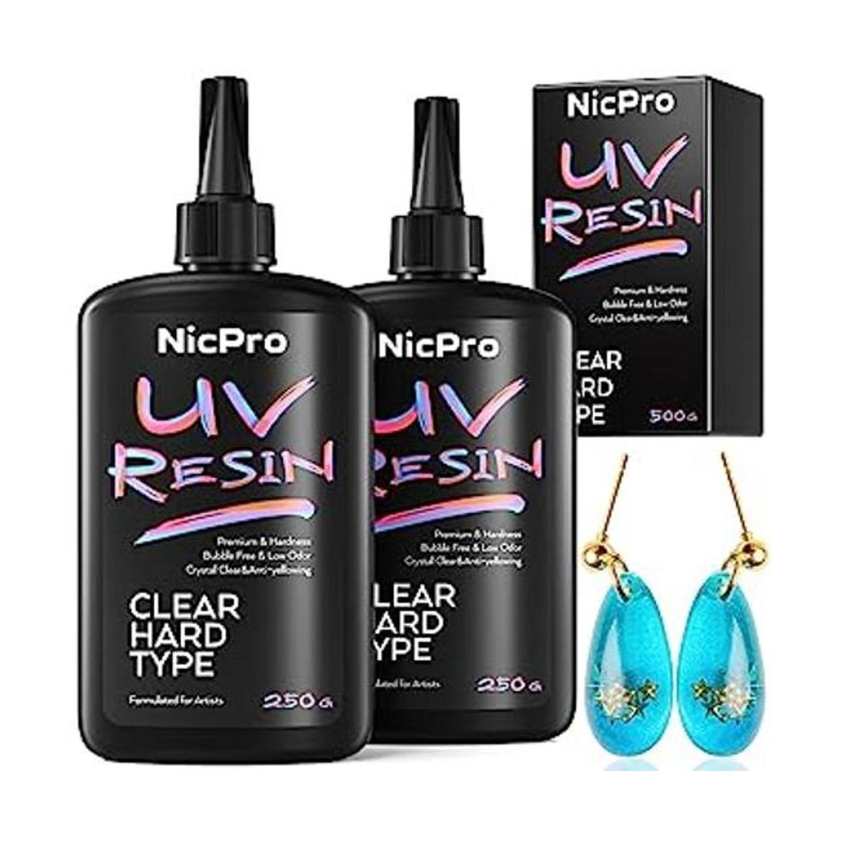 Nicpro Resina UV de 17.64 oz 2 piezas de resina epoxi UV