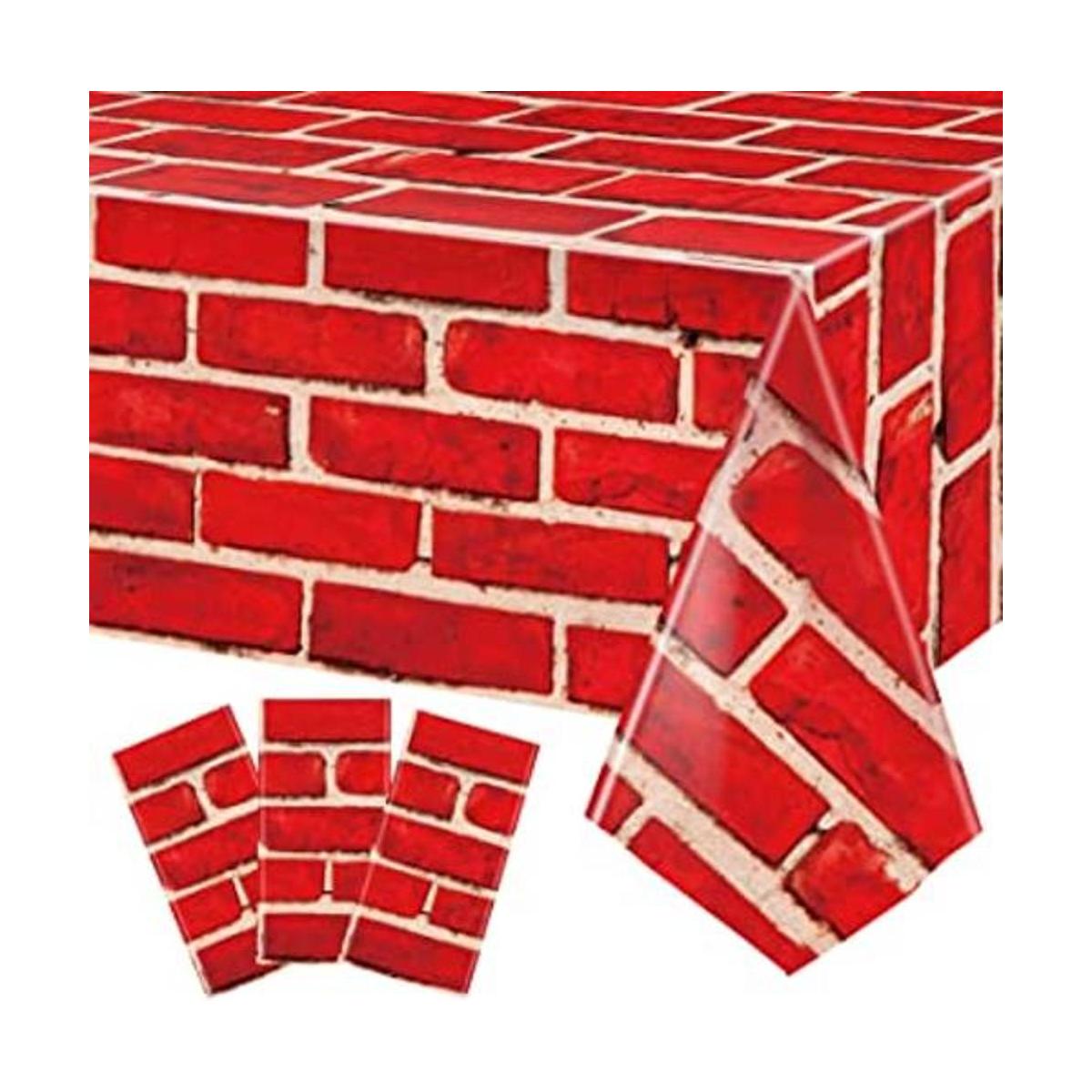 Mantel de ladrillo rojo 3 piezas mantel de ladrillo