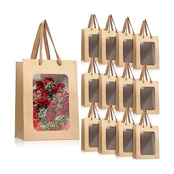 50 bolsas de regalo de papel con ventana transparente