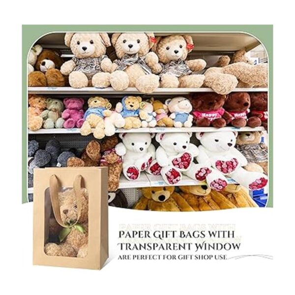 50 bolsas de regalo de papel con ventana transparente