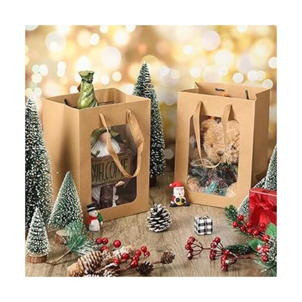 50 bolsas de regalo de papel con ventana transparente