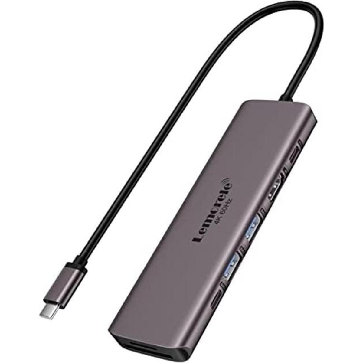 Adaptador multipuerto USB C Hub Lemorele 7 en 1 tipo C 4K