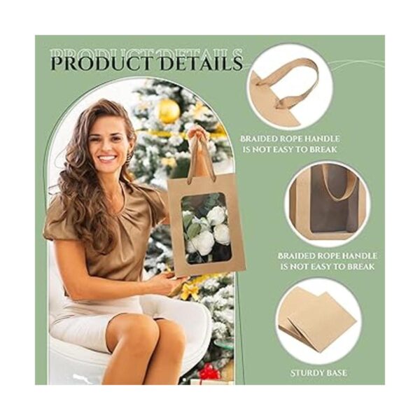 50 bolsas de regalo de papel con ventana transparente