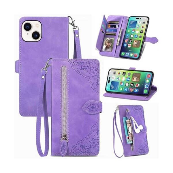 TopFunny Fundas para iPhone 14 tipo cartera para mujer con_1