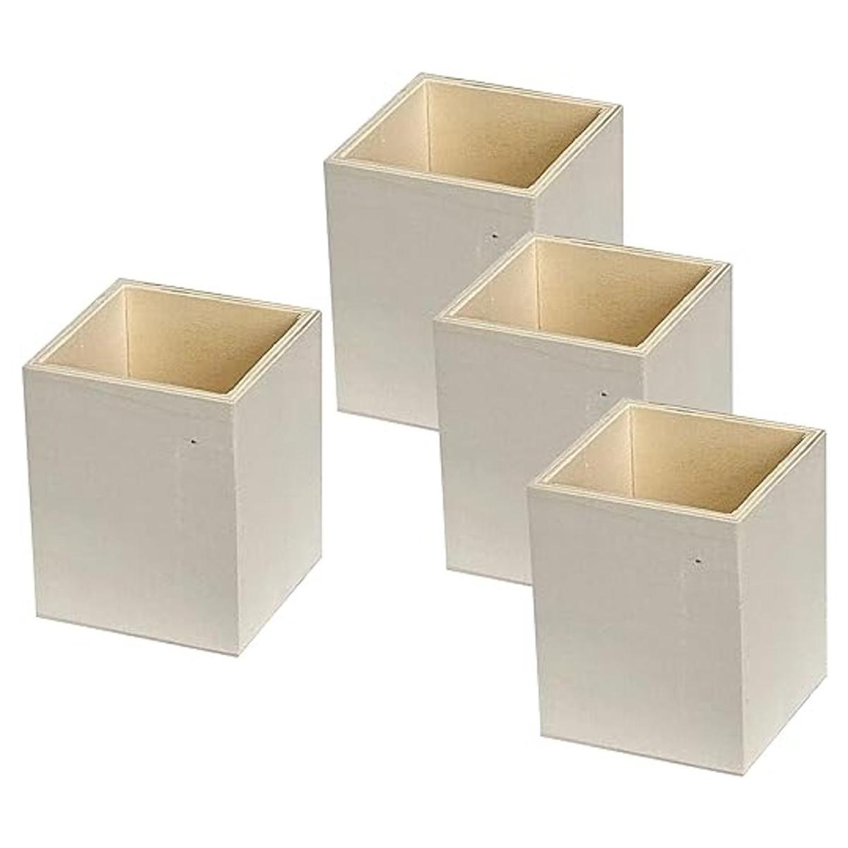 Paquete de 4 soportes de madera sin terminar para lápices
