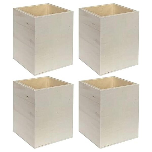 Paquete de 4 soportes de madera sin terminar para lápices_3