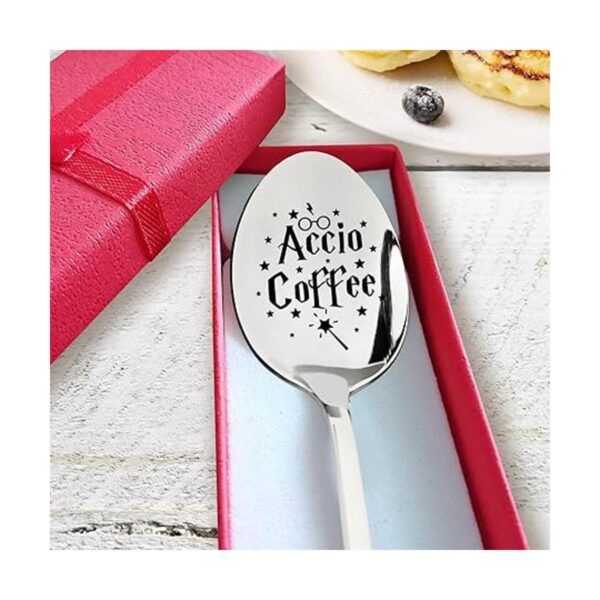 PZJIEAN Accio Coffee Cuchara de acero inoxidable grabada_2