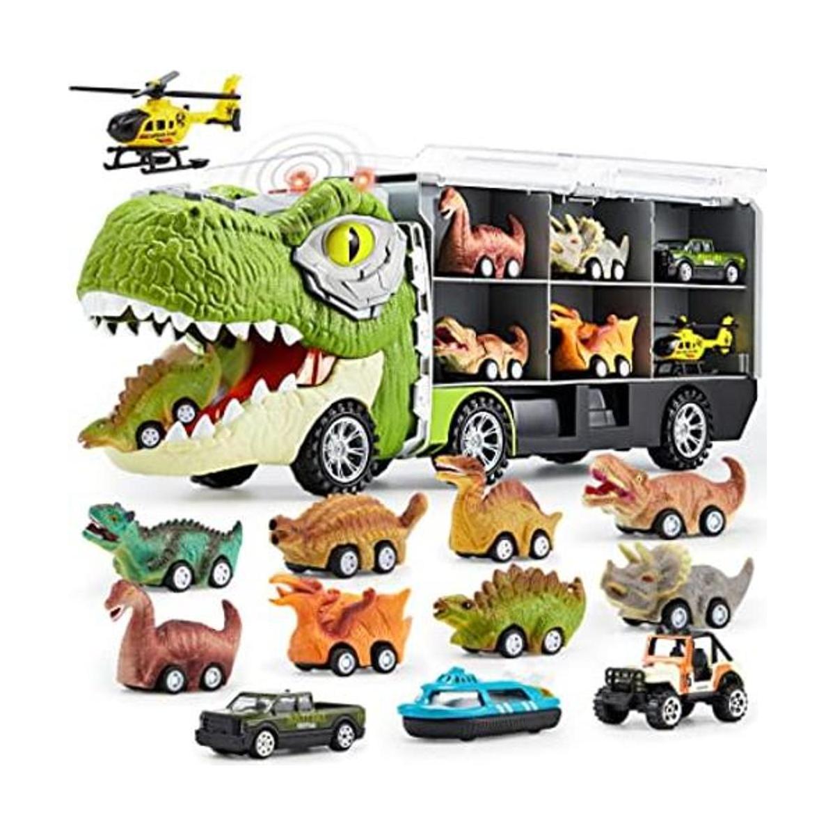 JOYIN Camión transportador de dinosaurios 13 en 1 para