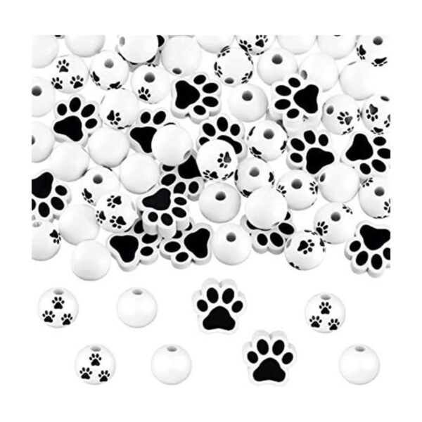 120 cuentas de madera de pata cuentas de huella de perro