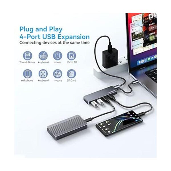 MEANHIGH Adaptador USB C Hub tipo C de 4 puertos para_2