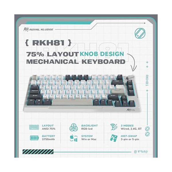 RK ROYAL KLUDGE H81 Junta de teclado mecánico montada_4