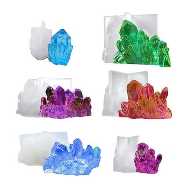 6 moldes de resina de silicona en racimo de cristal_1