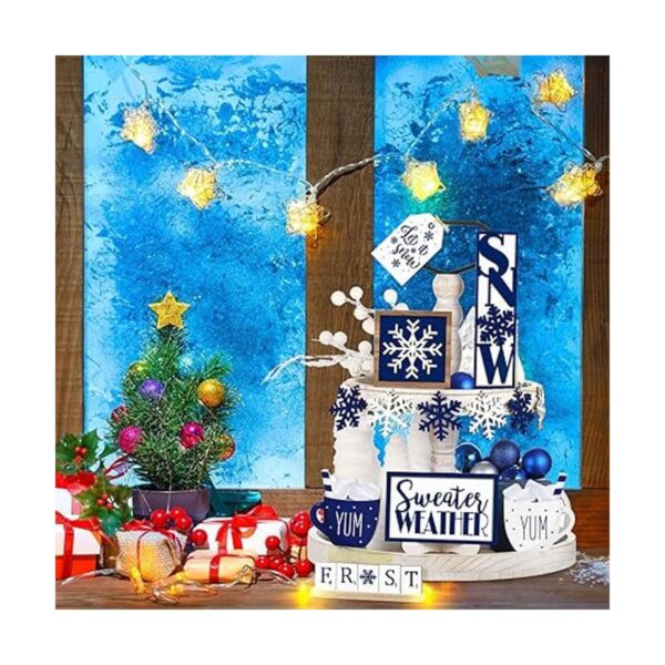 12 piezas de decoración de bandeja escalonada de Navidad