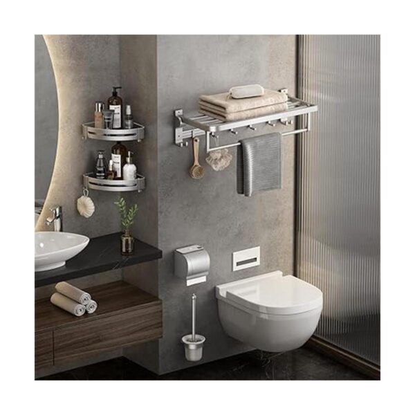 MUSTORN Toallero de pared para baño con toallero y ganchos_2