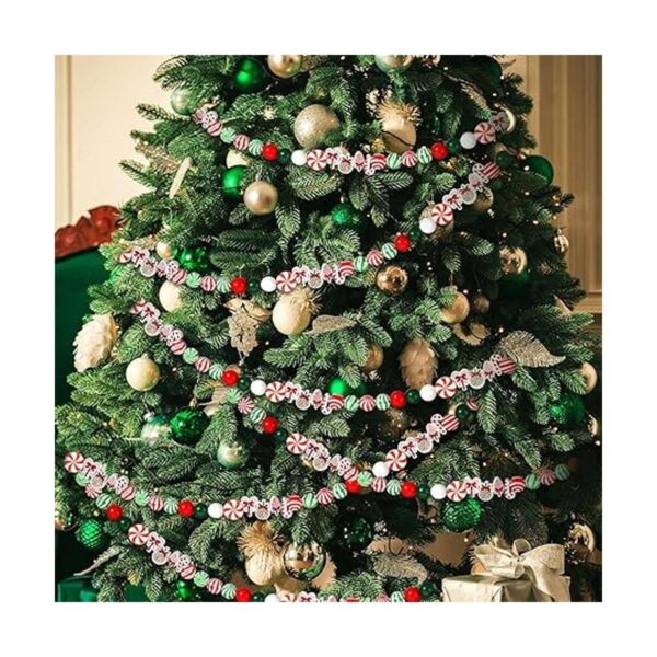 200 Pcs Christmas Wooden Beads Candy Cane Wood Beads Xmas