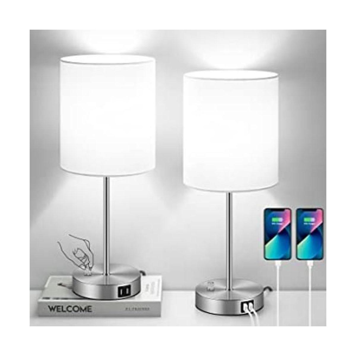 Juego de 2 lámparas de mesa con puertos USB lámparas de