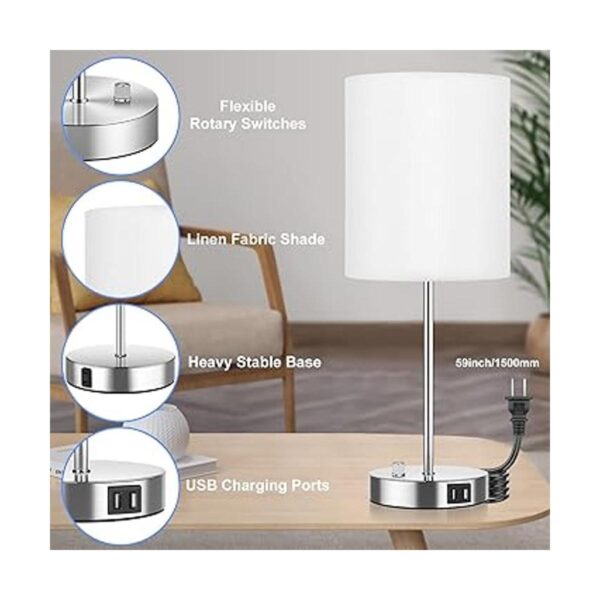 Juego de 2 lámparas de mesa con puertos USB lámparas de