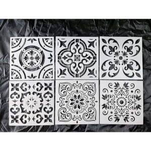 HELLATHUND 6 plantillas reutilizables de azulejos de 12 x