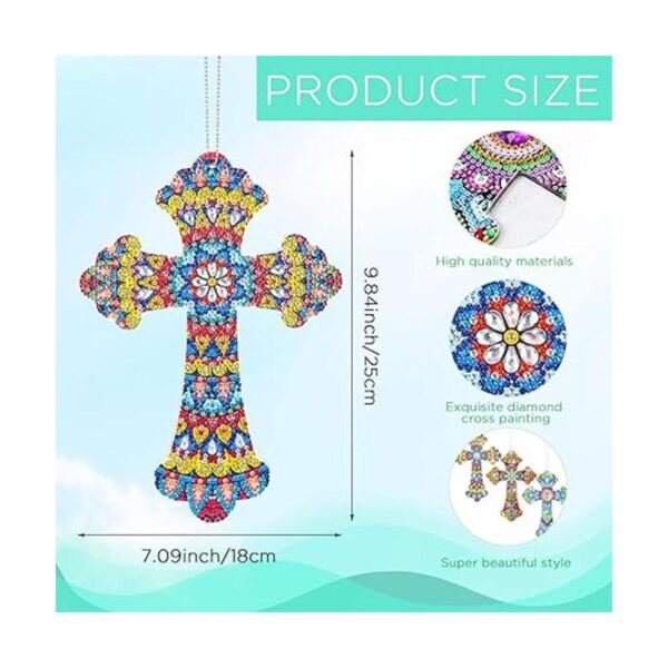 Juego de 3 piezas de pintura de diamante colgante de cruz