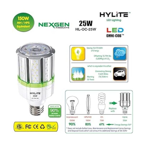 Lámpara LED OmniCob de alto rendimiento de 25 W 360