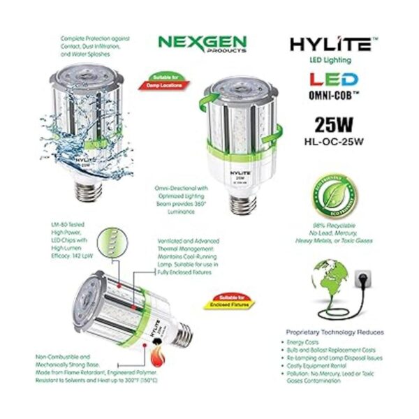 Lámpara LED OmniCob de alto rendimiento de 25 W 360