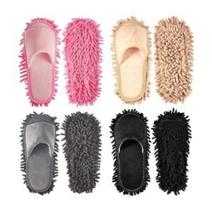4 pares de pantuflas de microfibra para limpieza de