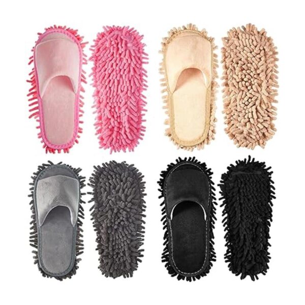 4 pares de pantuflas de microfibra para limpieza de