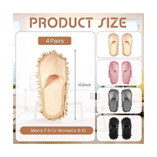 4 pares de pantuflas de microfibra para limpieza de