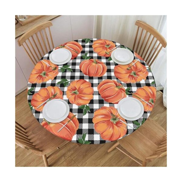 Fiokroo Mantel de tablero de ajedrez de calabazas de otoño