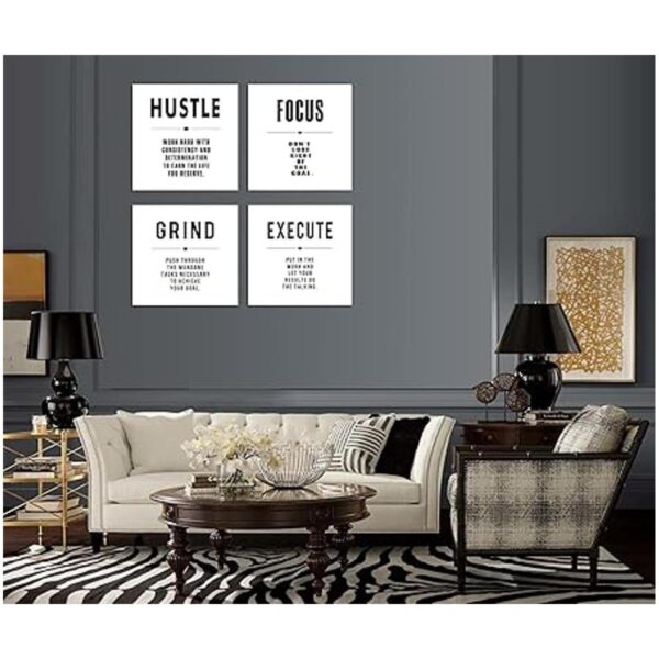 Hustle Execute Grind Focus Lienzo motivacional blanco_2