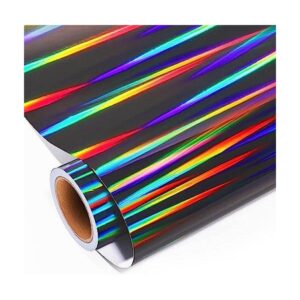 GIRAFVYINL Vinilo holográfico brillante arcoíris negro