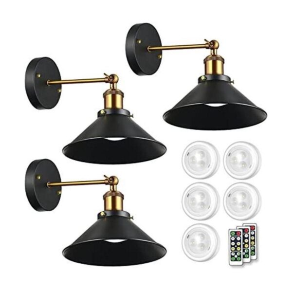 Adcssynd Paquete de 3 apliques de pared a pilas aplique_1