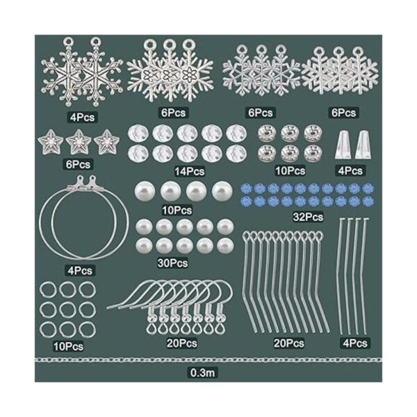 SUNNYCLUE 1 caja DIY 10 pares de dijes de Navidad de copo