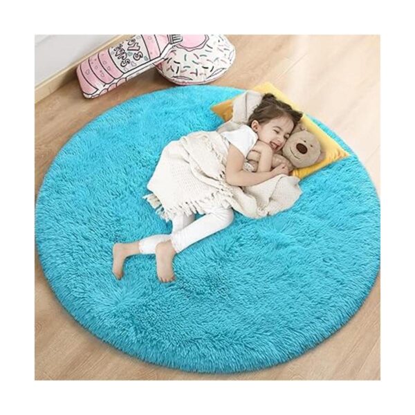 Gifeas Alfombra redonda azul para dormitorio de niñas