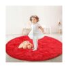FlyDOIT Alfombra redonda roja para dormitorio alfombras