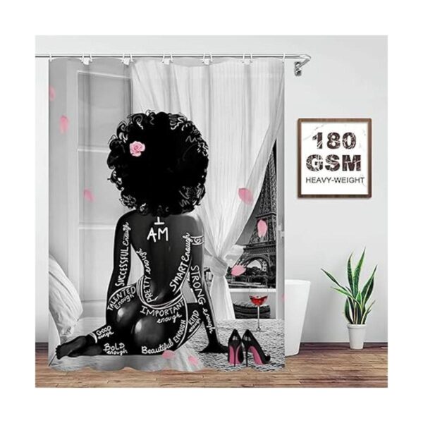 TYAKASHA Cortina de ducha para mujer afroamericana a la