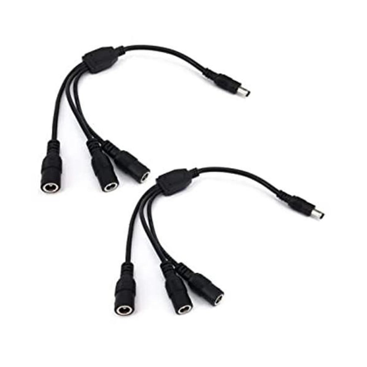 Paquete de 2 cables divisores negros de 1 macho a 3