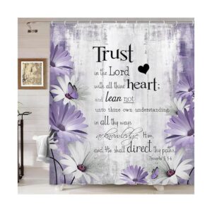 Rustic Farmhouse Purple Shower Curtain Bible Verse_1