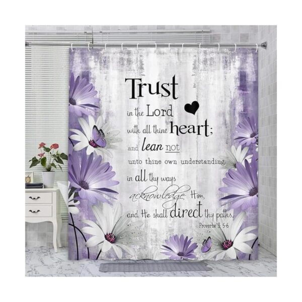 Rustic Farmhouse Purple Shower Curtain Bible Verse_2