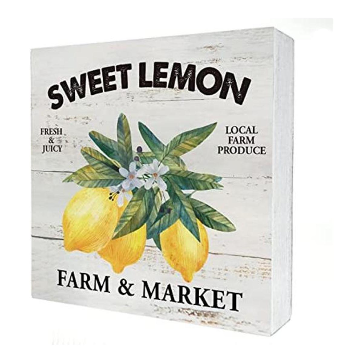 Farmhouse Sweet Lemon Farm Cartel de madera para