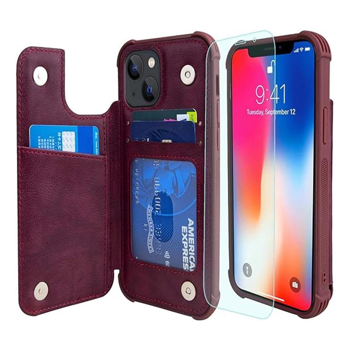 VANAVAGY Funda tipo cartera para iPhone 14 Plus funda