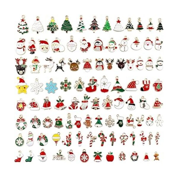 JIALEEY 100 dijes de Navidad surtidos chapados en oro y