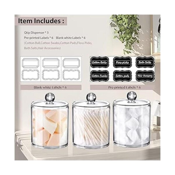 Paquete de 3 tarros de boticario Qtip para baño con