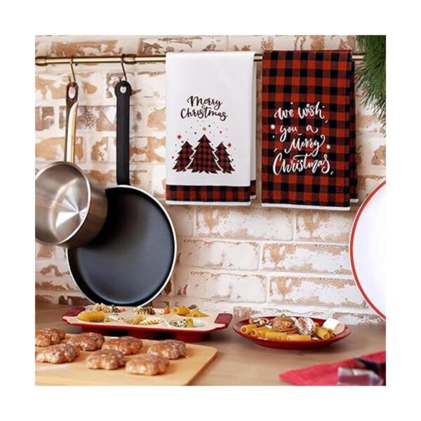 Paquete de 4 toallas de cocina de Navidad a cuadros de